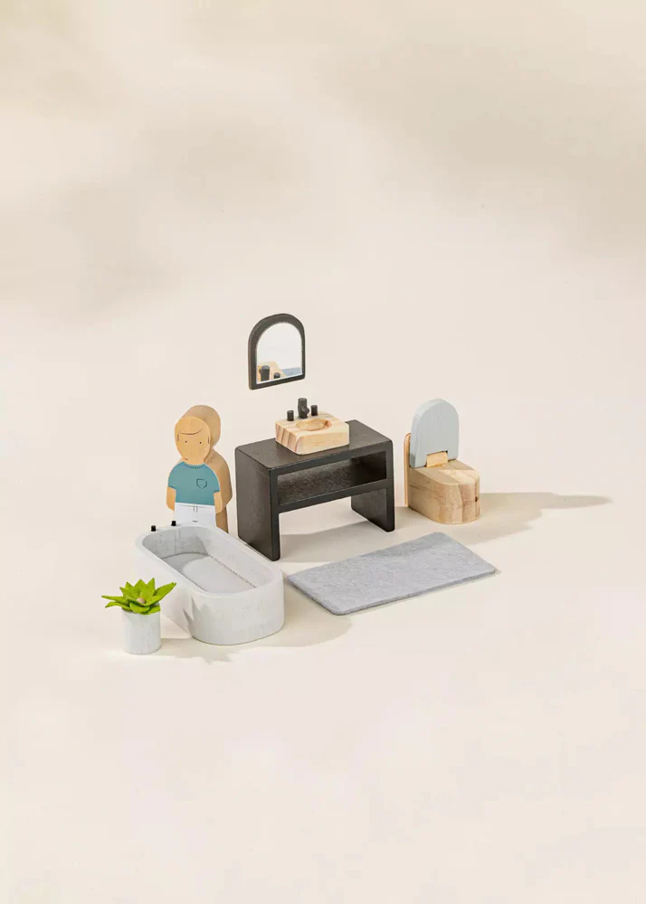 Coco Village Wooden Doll House Bathroom Furniture (6pcs) - Image 2